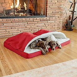 Snoozer Pet Products Poly Cotton Orthopedic Cozy Cave Dog Bed, Red, Large