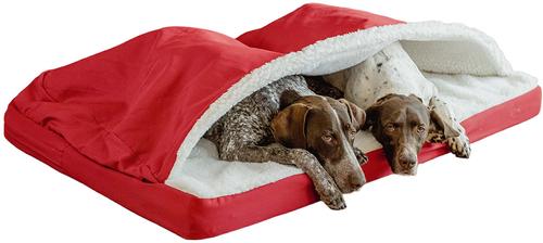 Show full view: Snoozer Pet Products Poly Cotton Orthopedic Cozy Cave Dog Bed, Red, Large slide 4 of 7