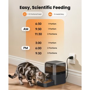 OneIsAll PF05 Automatic Cat Feeder, Black, 12-cup