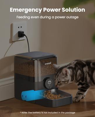 Show full view: OneIsAll PF05 Automatic Cat Feeder, Black, 12-cup slide 8 of 12