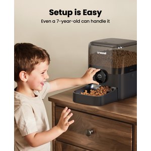 OneIsAll PF05 Automatic Cat Feeder, Black, 12-cup