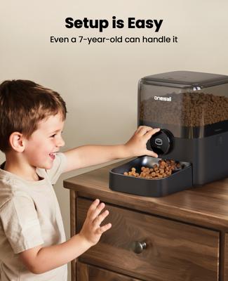 Show full view: OneIsAll PF05 Automatic Cat Feeder, Black, 12-cup slide 6 of 12