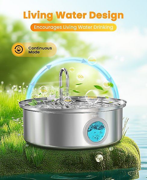 Show full view: OneIsAll PWF-002-B Stainless Steel Dog Water Fountain, 1.8-gal slide 8 of 11