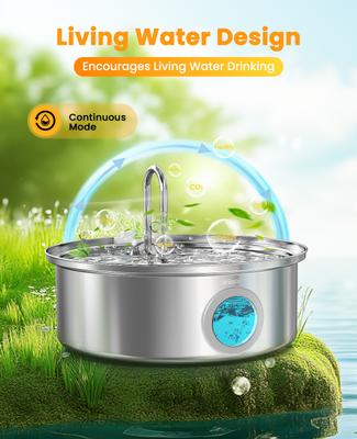 Show full view: OneIsAll PWF-002-B Stainless Steel Dog Water Fountain, 1.8-gal slide 8 of 13