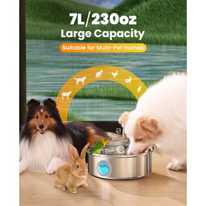 OneIsAll PWF-002-B Stainless Steel Dog Water Fountain, 1.8-gal