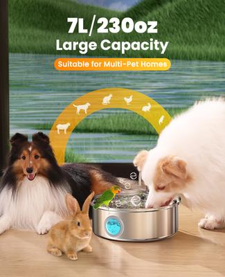 Show full view: OneIsAll PWF-002-B Stainless Steel Dog Water Fountain, 1.8-gal slide 4 of 13