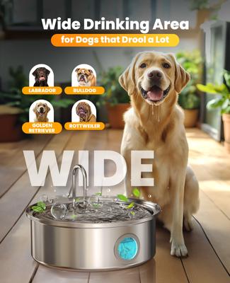 Show full view: OneIsAll PWF-002-B Stainless Steel Dog Water Fountain, 1.8-gal slide 6 of 13