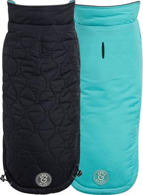 Show full view: GF Pet Reversible Chalet Dog Jacket, Black/Aqua, Medium slide 2 of 12