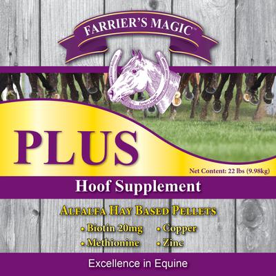 Show full view: Farrier's Magic PLUS Hoof Health Hay Flavor Pellets Horse Supplement, 22-lb pail slide 2 of 5