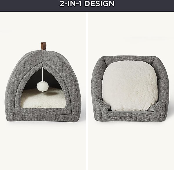 Show full view: Bedsure 2 in 1 Cave Cat Bed, Grey, Medium slide 5 of 7
