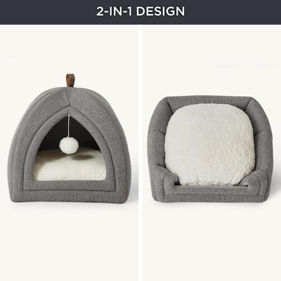 Show full view: Bedsure 2 in 1 Cave Cat Bed, Grey, Medium slide 5 of 7