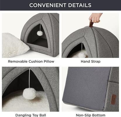 Show full view: Bedsure 2 in 1 Cave Cat Bed, Grey, Medium slide 6 of 7