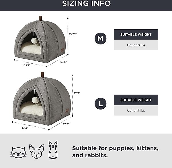 Show full view: Bedsure 2 in 1 Cave Cat Bed, Grey, Medium slide 4 of 7