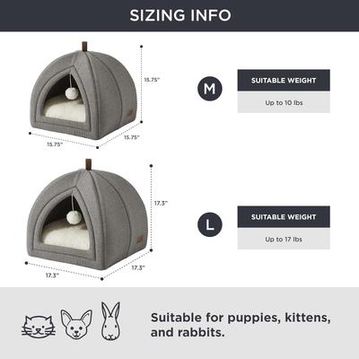 Show full view: Bedsure 2 in 1 Cave Cat Bed, Grey, Medium slide 4 of 7