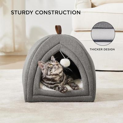 Show full view: Bedsure 2 in 1 Cave Cat Bed, Grey, Medium slide 3 of 7