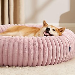 Bedsure Donut Bolster Dog Bed with Removable Cover, Pink, Large slide 2 of 7