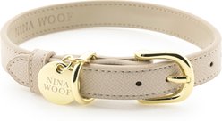 Nina Woof Copenhagen Dog Collar, Beige, Small: 12 to 15-in neck, 0.79-in wide