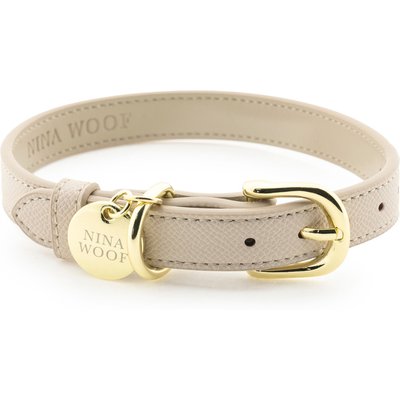 Nina Woof Nina Woof Copenhagen Dog Collar, Beige, X-Small: 9 to 12-in neck, 0.79-in wide