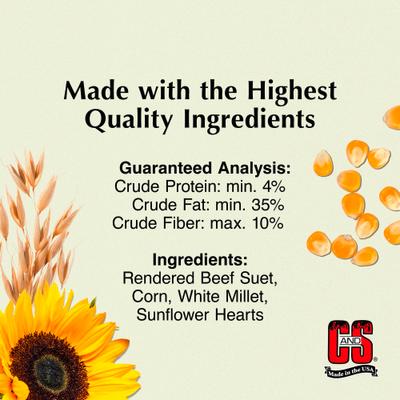 Show full view: C&S Sunflower Treat Suet Wild Bird Food, 11-oz pouch, case of 12 slide 2 of 11