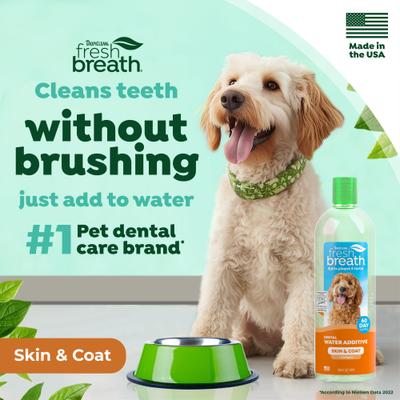 Show full view: TropiClean Fresh Breath Dental Water Additive Skin & Coat with Collagen for Dogs, 33.8-fl oz bottle slide 6 of 12