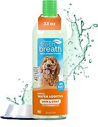 TropiClean Fresh Breath Dental Water Additive Skin & Coat with Collagen for Dogs, 33.8-fl oz bottle