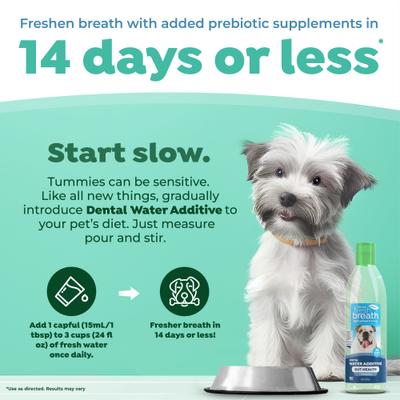 Show full view: TropiClean Fresh Breath Dental Water Additive Plus Gut Health for Dogs, 16-fl oz bottle slide 7 of 12
