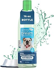 TropiClean Fresh Breath Dental Water Additive Plus Gut Health for Dogs, 16-fl oz bottle