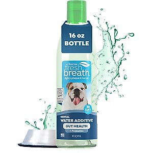 TropiClean Fresh Breath Dental Water Additive Plus Gut Health for Dogs, 16-fl oz bottle