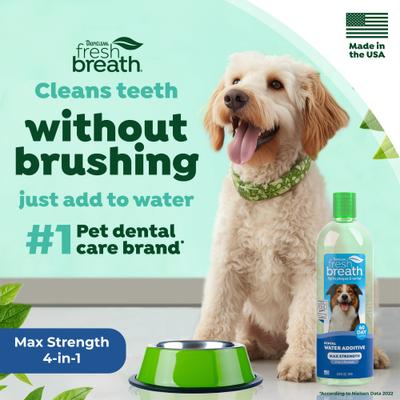 Show full view: TropiClean Fresh Breath Max Strength Dental Water Additive for Dogs, 33.8-fl oz bottle slide 6 of 12