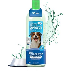 TropiClean Fresh Breath Max Strength Dental Water Additive for Dogs, 33.8-fl oz bottle