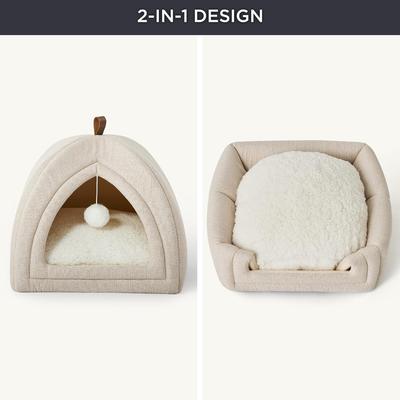 Show full view: Bedsure 2 in 1 Cave Cat Bed, Beige, Medium slide 5 of 7