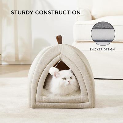 Show full view: Bedsure 2 in 1 Cave Cat Bed, Beige, Medium slide 3 of 7