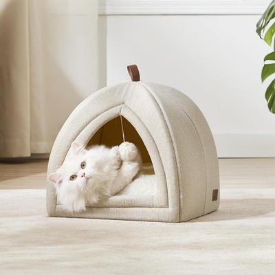 Show full view: Bedsure 2 in 1 Cave Cat Bed, Beige, Medium slide 2 of 7