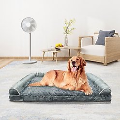 LovMor Memory Foam Orthopedic Sofa Dog Bed with Removable Cover, Dark Grey, 44-in