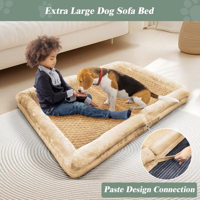 Show full view: LovMor Memory Foam Orthopedic Sofa Dog Bed with Removable Cover, Khaki, 44-in slide 5 of 8