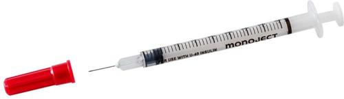 Show full view: Monoject Insulin Syringes U-40 0.5-in x 29G, 0.5-cc, 100 syringes slide 3 of 5