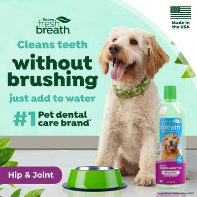 Show full view: TropiClean Fresh Breath Dental Water Additive for Dogs Plus Hip & Joint, 33.8-fl oz bottle slide 6 of 12
