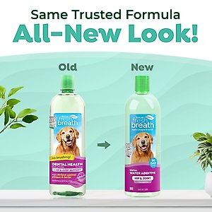 TropiClean Fresh Breath Dental Water Additive for Dogs Plus Hip & Joint, 33.8-fl oz bottle