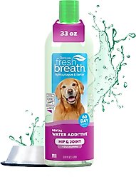 TropiClean Fresh Breath Dental Water Additive for Dogs Plus Hip & Joint, 33.8-fl oz bottle