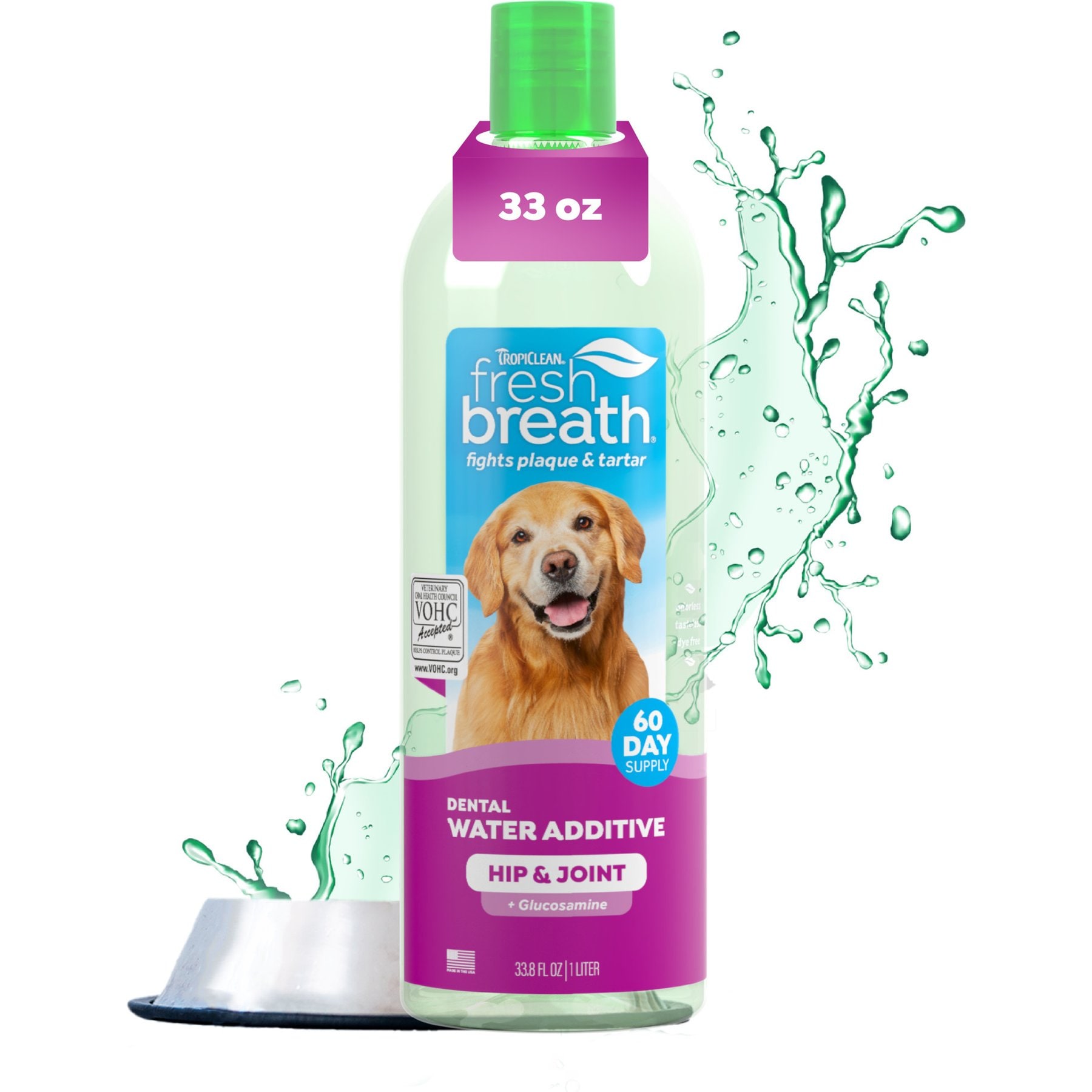 TropiClean Fresh Breath Dental Water Additive for Dogs Plus Hip & Joint, 67.6-fl oz bundle