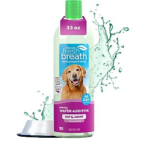TropiClean Fresh Breath Dental Water Additive for Dogs Plus Hip & Joint, 33.8-fl oz bottle