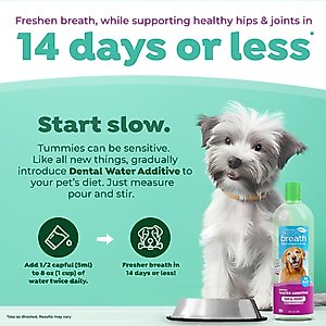 TropiClean Fresh Breath Dental Water Additive for Dogs Plus Hip & Joint, 33.8-fl oz bottle