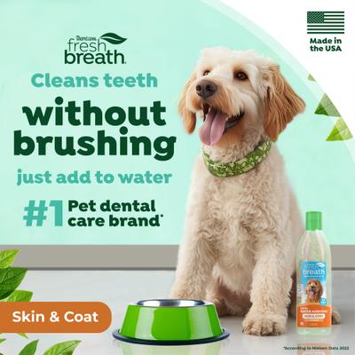 Show full view: TropiClean Fresh Breath Dental Water Additive Skin & Coat with Collagen for Dogs, 16-fl oz bottle slide 6 of 12