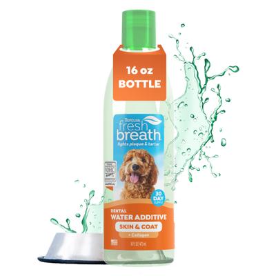 Show full view: TropiClean Fresh Breath Dental Water Additive Skin & Coat with Collagen for Dogs, 16-fl oz bottle slide 1 of 12