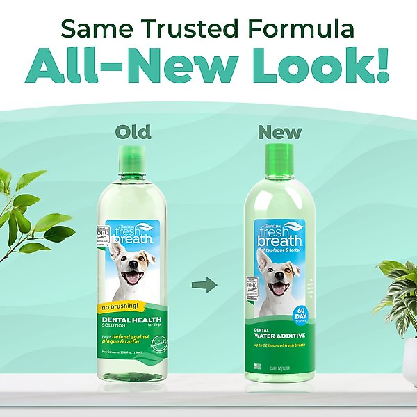 Show full view: TropiClean Fresh Breath Dental Water Additive for Dogs, 33.8-fl oz bottle slide 4 of 11