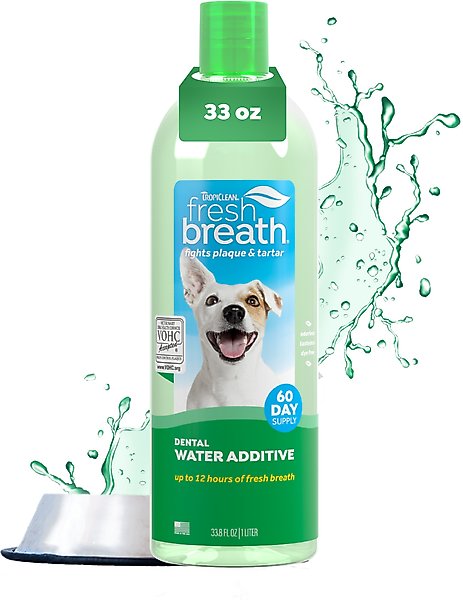 Show full view: TropiClean Fresh Breath Dental Water Additive for Dogs, 33.8-fl oz bottle slide 1 of 11