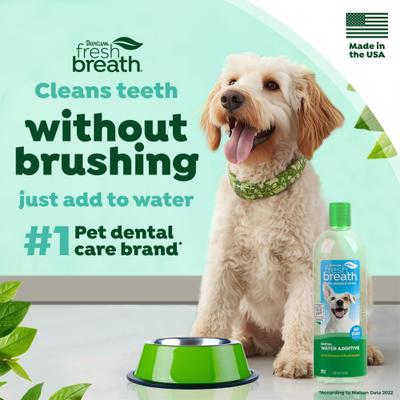 Show full view: TropiClean Fresh Breath Dental Water Additive for Dogs, 33.8-fl oz bottle slide 6 of 12