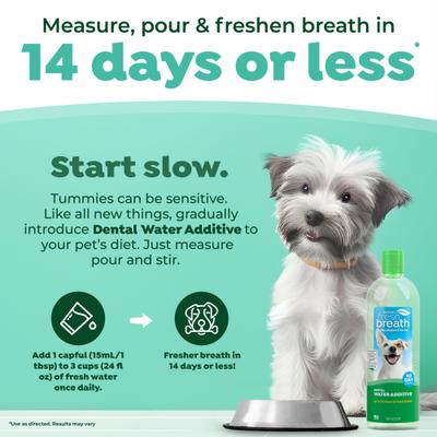 Show full view: TropiClean Fresh Breath Dental Water Additive for Dogs, 33.8-fl oz bottle slide 7 of 12