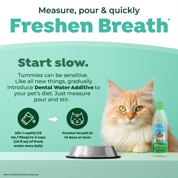 TropiClean Fresh Breath Dental Water Additive + Urinary Tract Support for Cats, 16-fl oz bottle