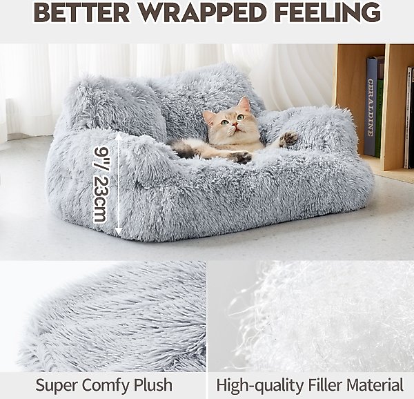 Show full view: MewooFun Calming Dog & Cat Sofa Bed with Removable Cover, 26-in, Gray slide 6 of 7